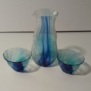 Elegant Blue Glass Art Set
